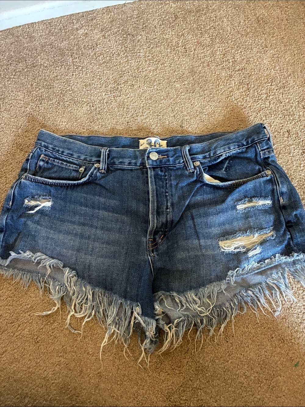 We The Free Free People Loving Good Karma Fringed Denim Shorts Wash size 30